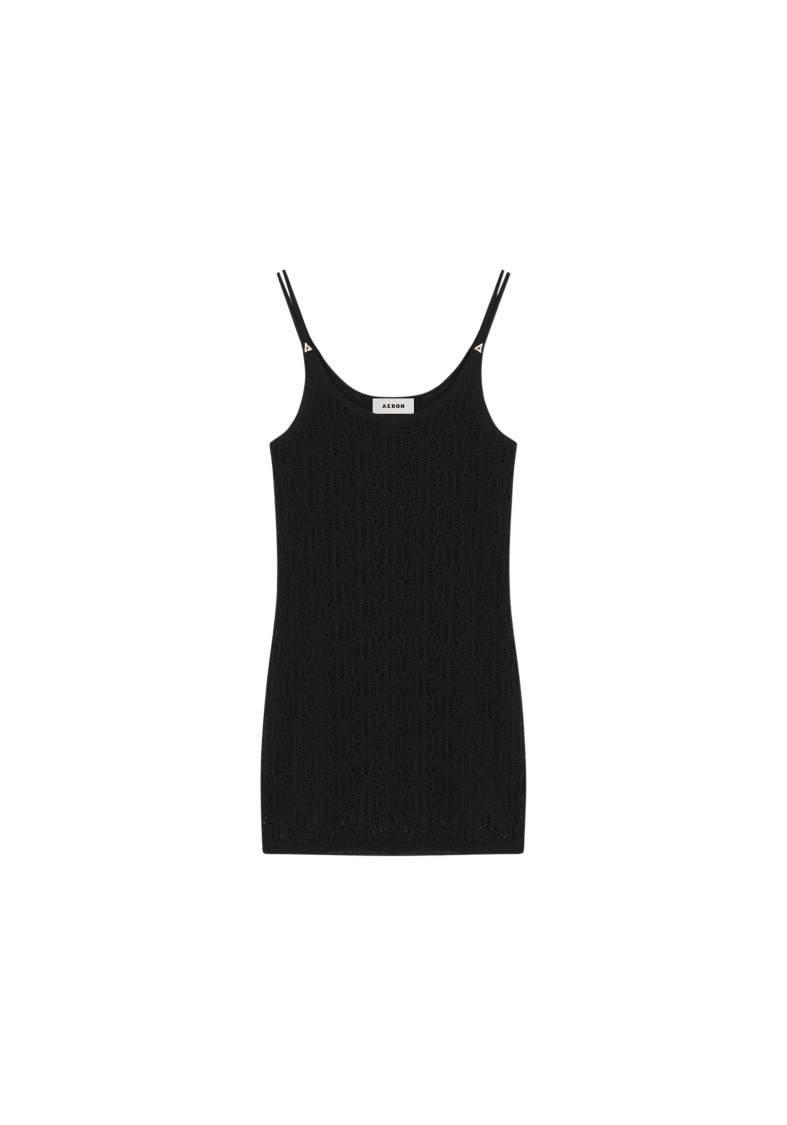 Shop Aeron Barry - Lace Knit Mini Dress In Black