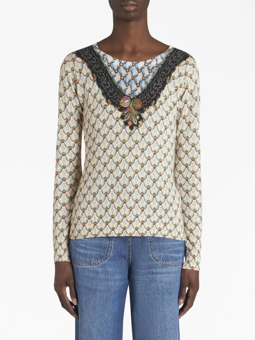 Etro Milan Crew Neck Sweater In Multi