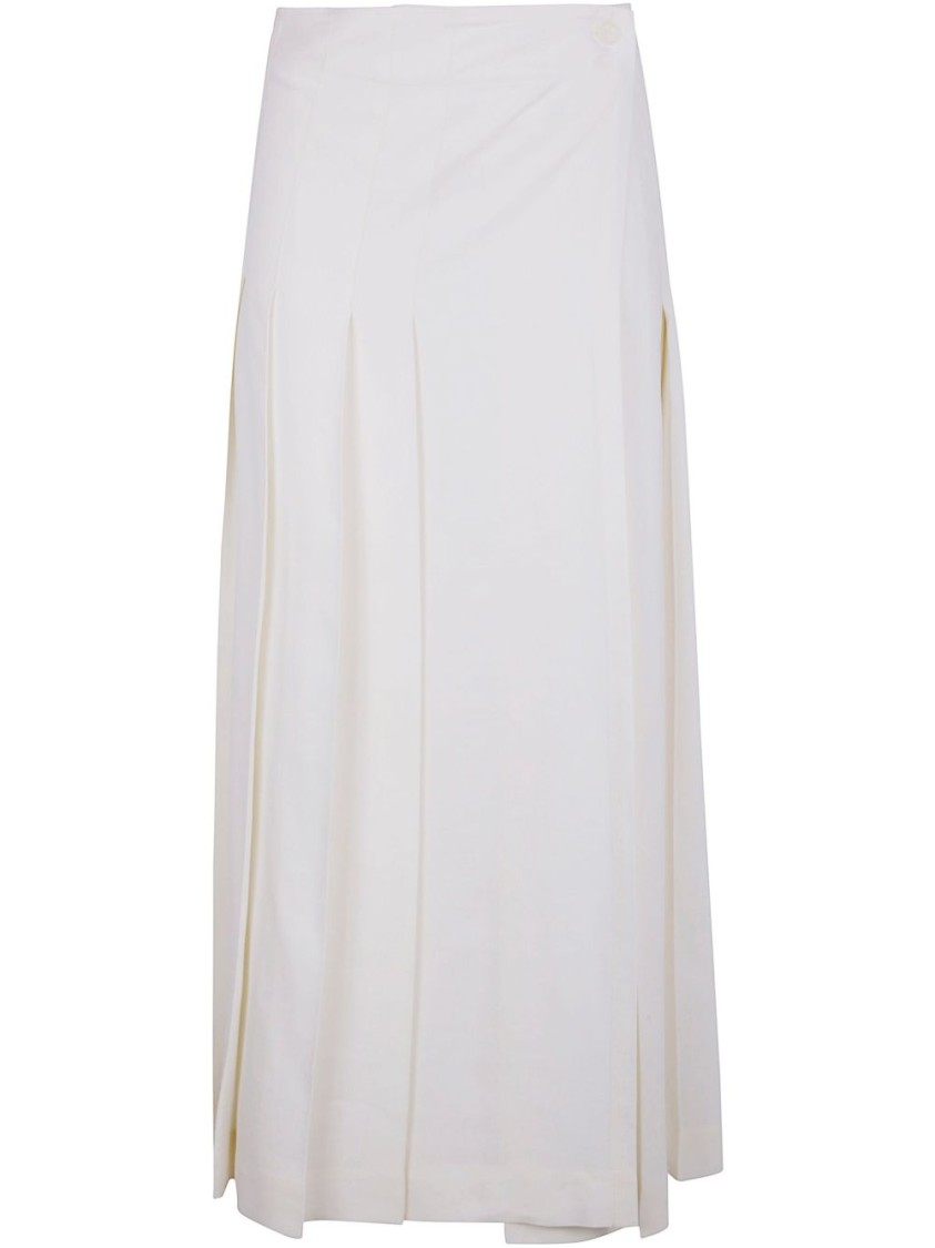 P.a.r.o.s.h Long Pleated High Waist Midi Skirt In White