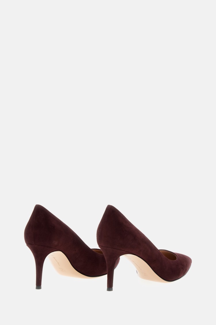 Gianvito Rossi Burgundy Suede  Pumps With 70 Mm Heel In Black