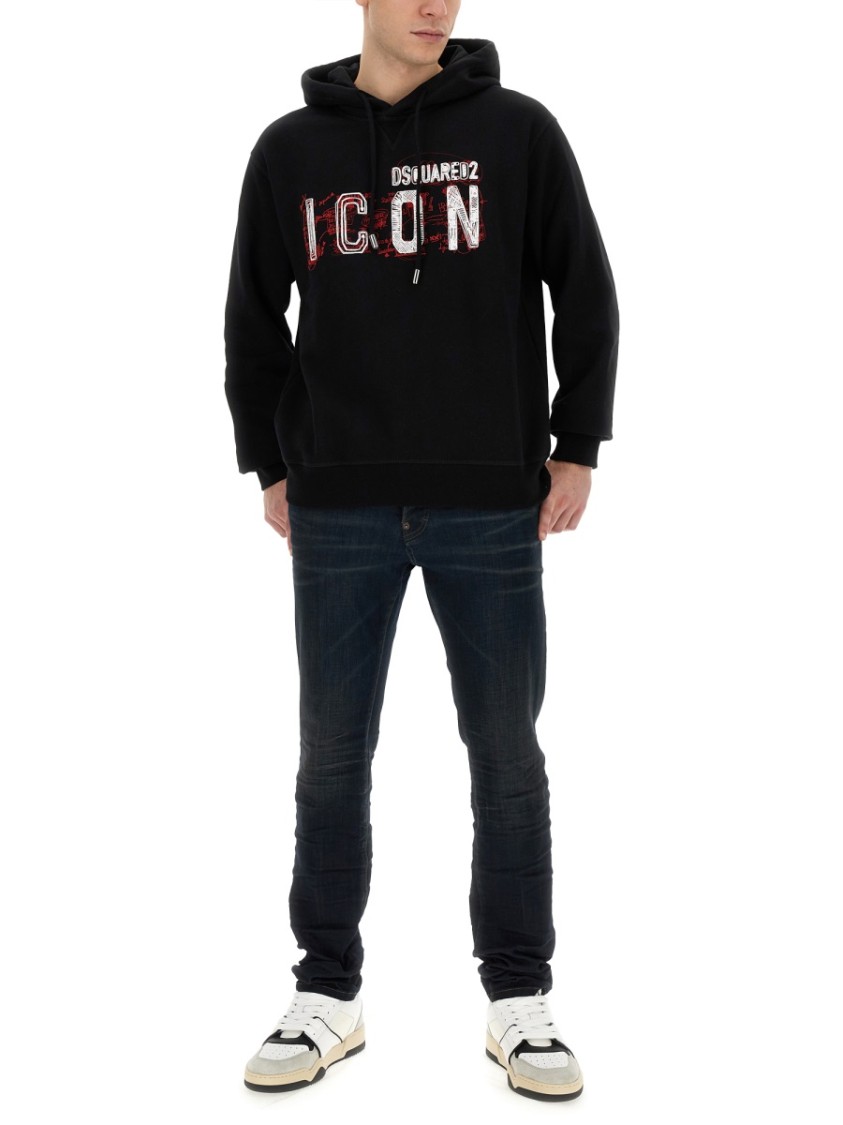 Dsquared2 Icon Scribble Cool Fit Sweatshirt In Black