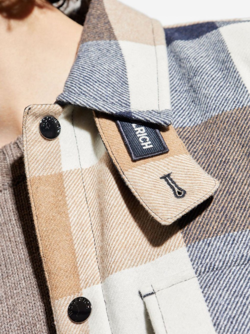 Woolrich Checked Wool Blend Shirt Jacket With Chest Pockets In Multi