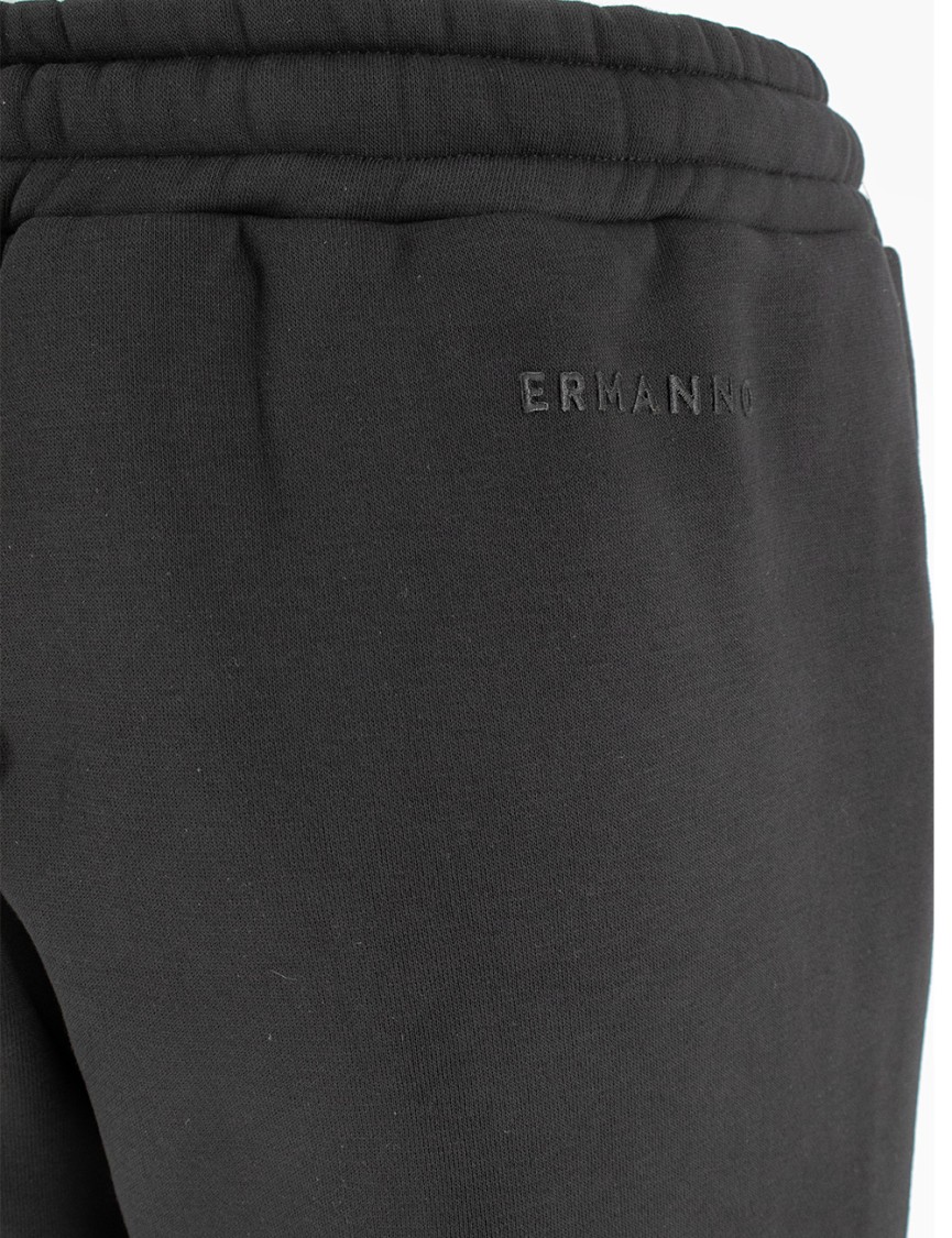 Ermanno Firenze Black High-waisted Jogger Trousers With Drawstring Detail In Black