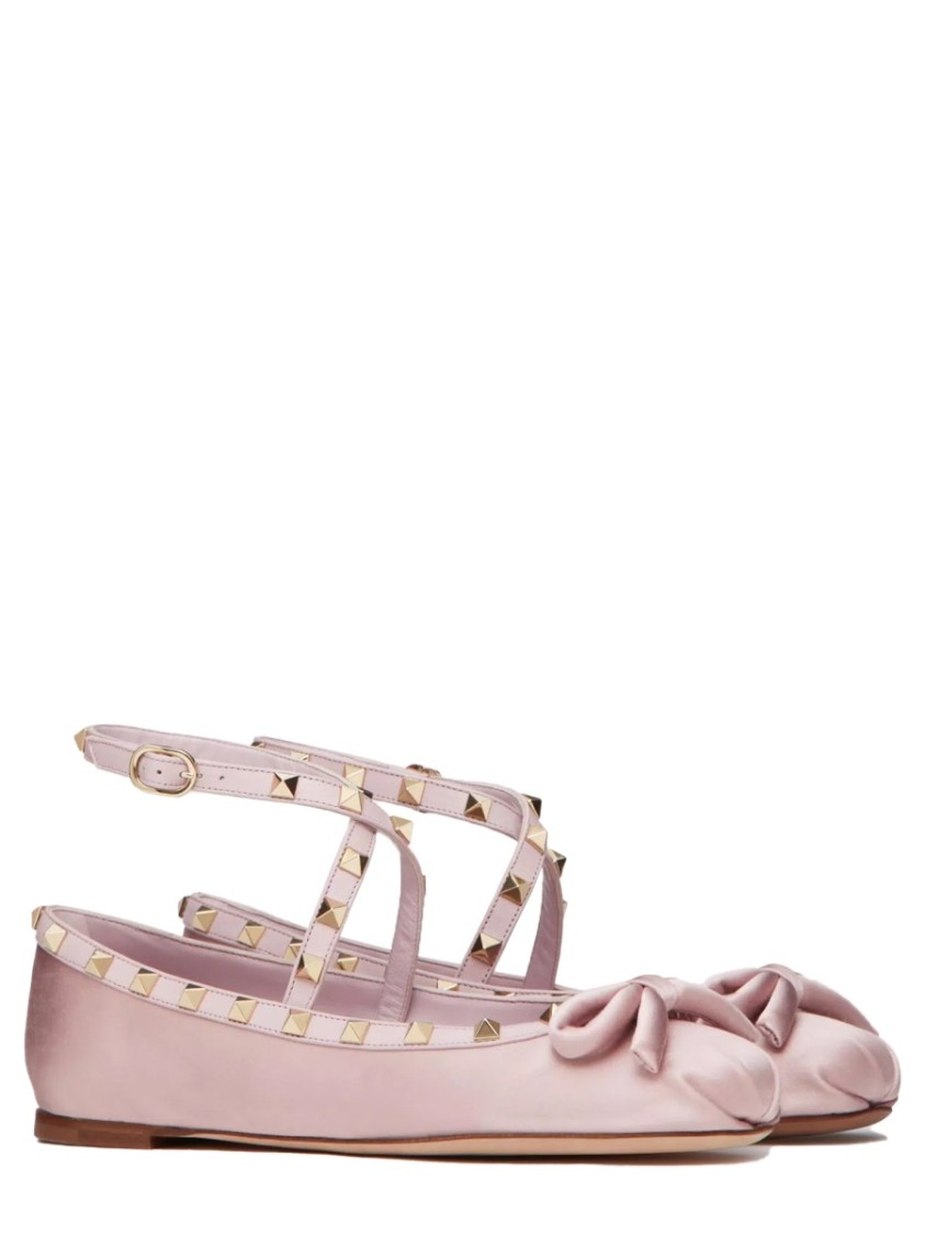 Shop Valentino Garavani Satin "rockstud" Ballerina