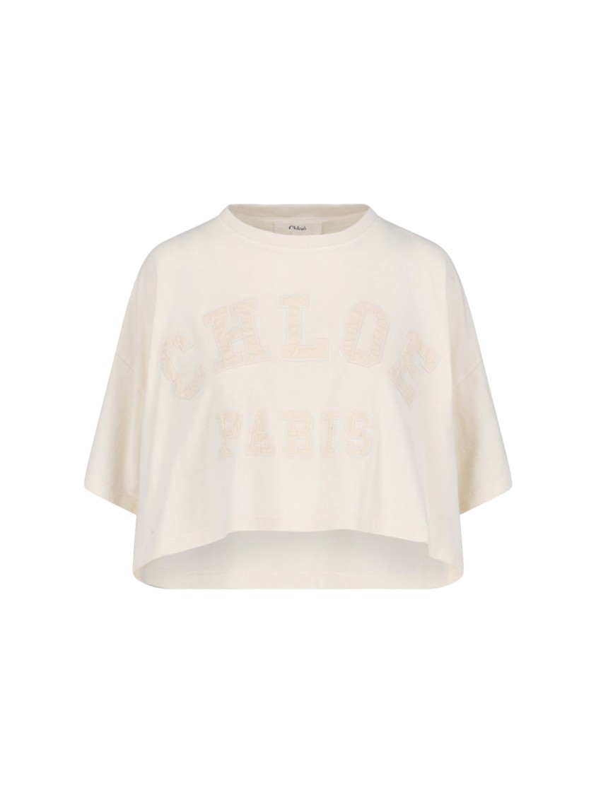 Chloé Biologic Cotton T-shirt With Frontal Logo Patch