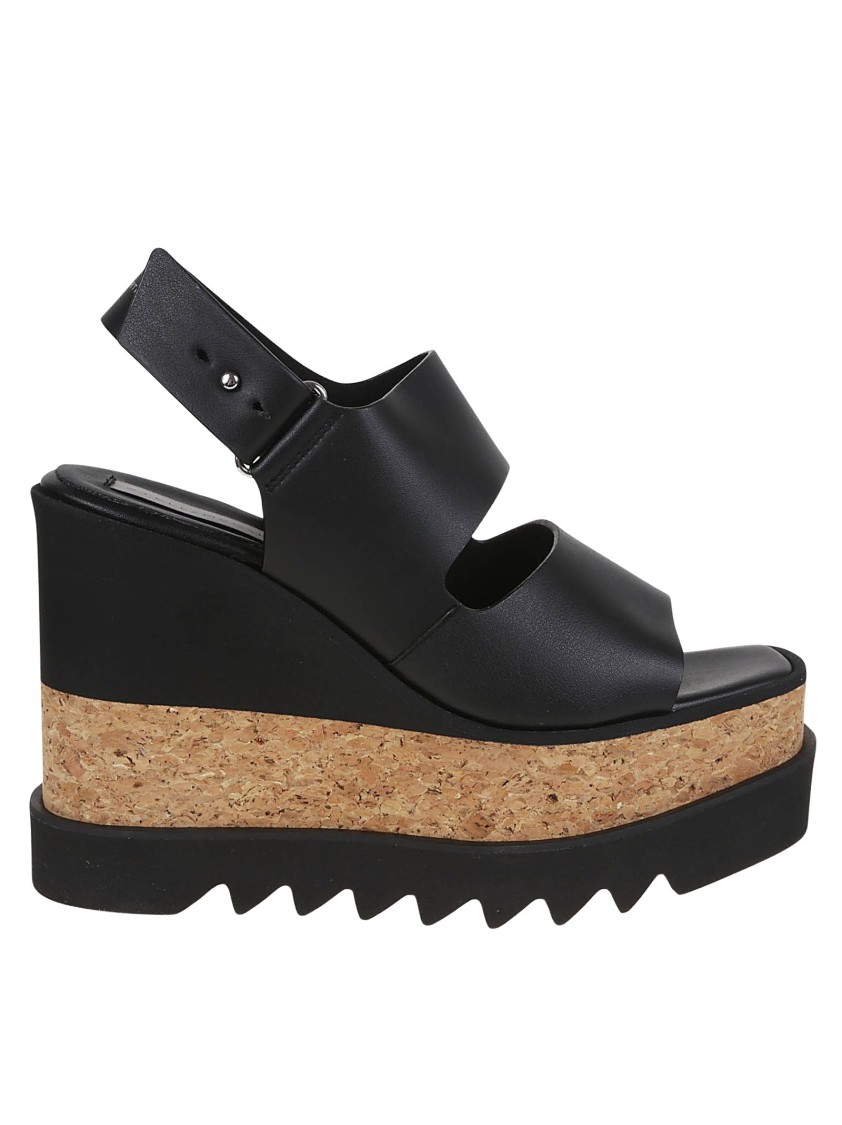 Stella Mccartney Black Sandals With Double Strap Design In Black