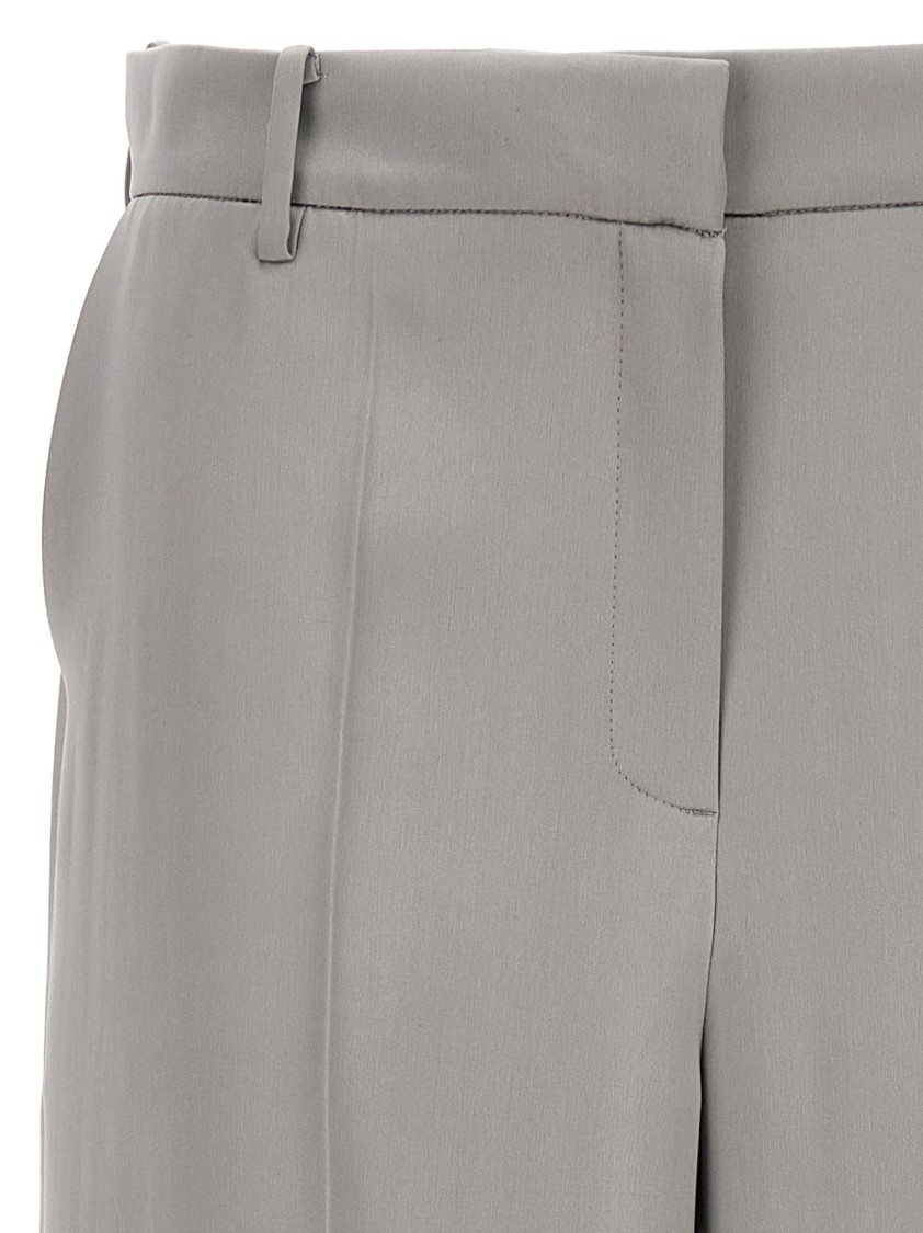 Magda Butrym Satin Straight Leg Pants With Central Crease In Gray
