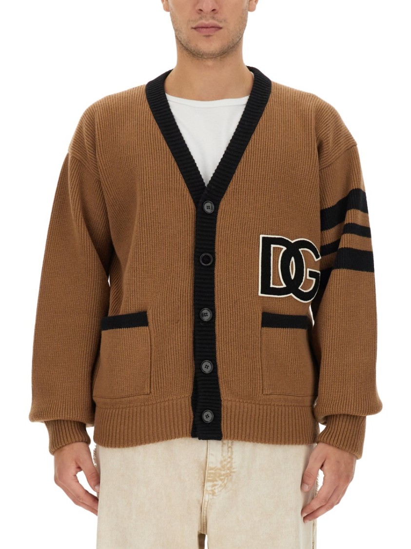 Shop Dolce & Gabbana English Rib Wool Cardigan In Brown