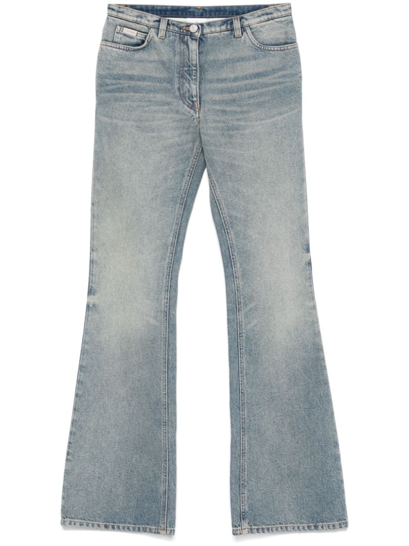 Courrèges Bootcut Trousers With Whiskering Effect In Gray