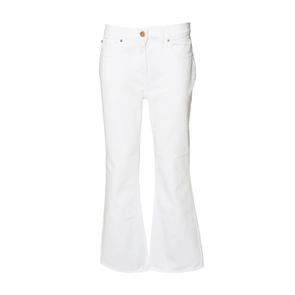 Aspesi White Cotton Denim Straight Trousers