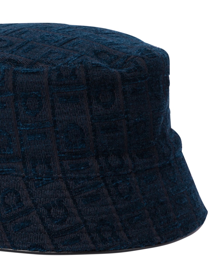 Ferragamo Textured Blue Bucket Hat In Blue