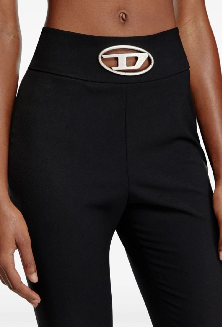 Diesel Flared High-waist Trousers In Black