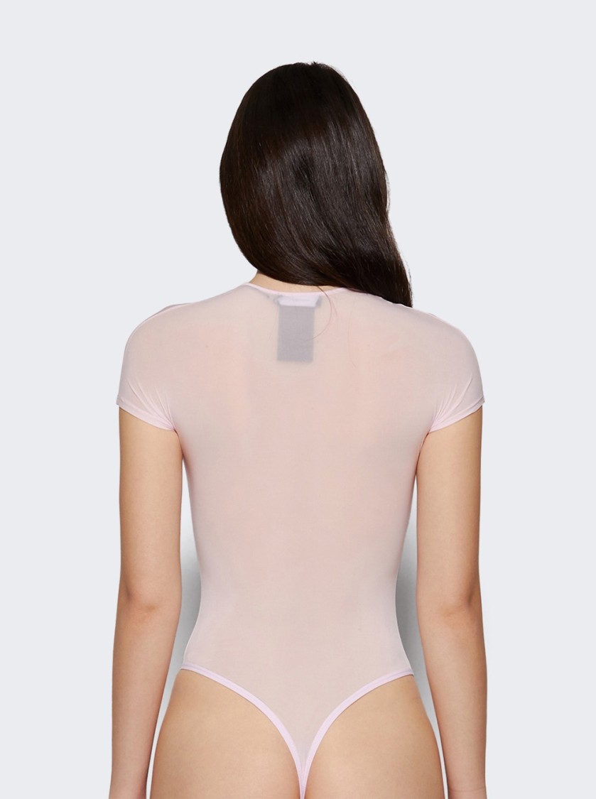 Wardrobe.nyc Sheer Cap Sleeve Bodysuit Blush