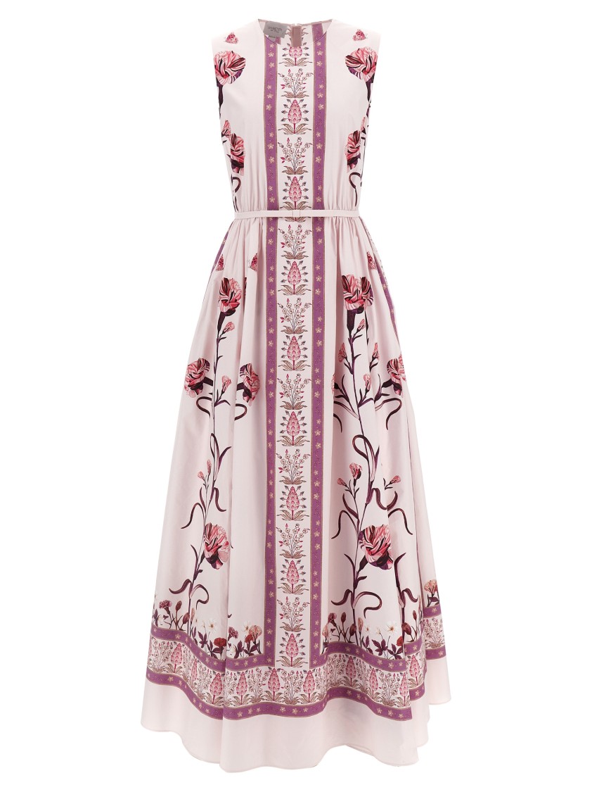 Giambattista Valli Floral Print Sleeveless Belted Midi Dress
