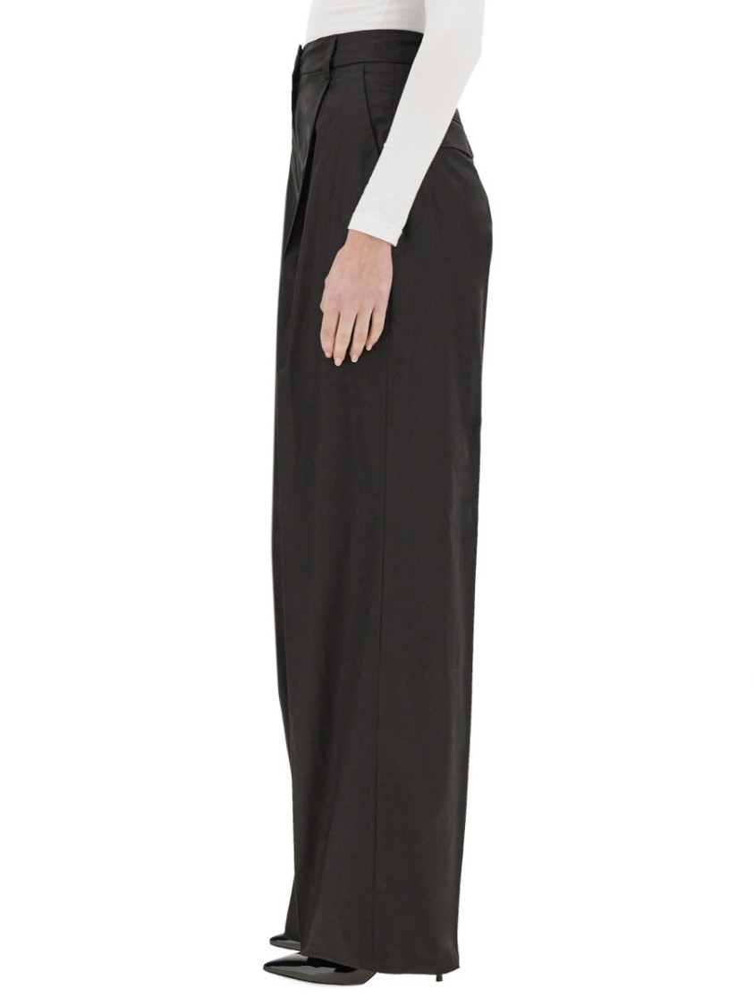 Shop The Latest High-waisted Poplin Pants With Relaxed Fit In Black