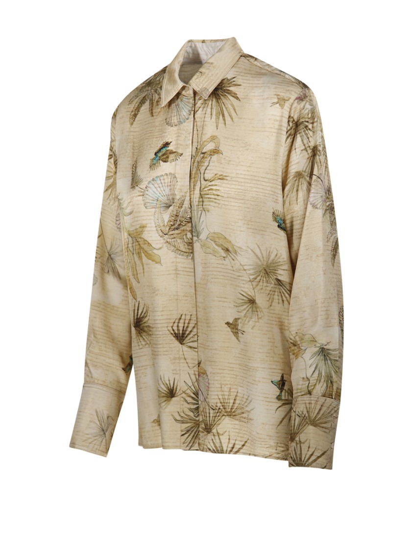 Shop Forte Forte The Sacred Forest Print Envers Satin Shirt In Neutrals