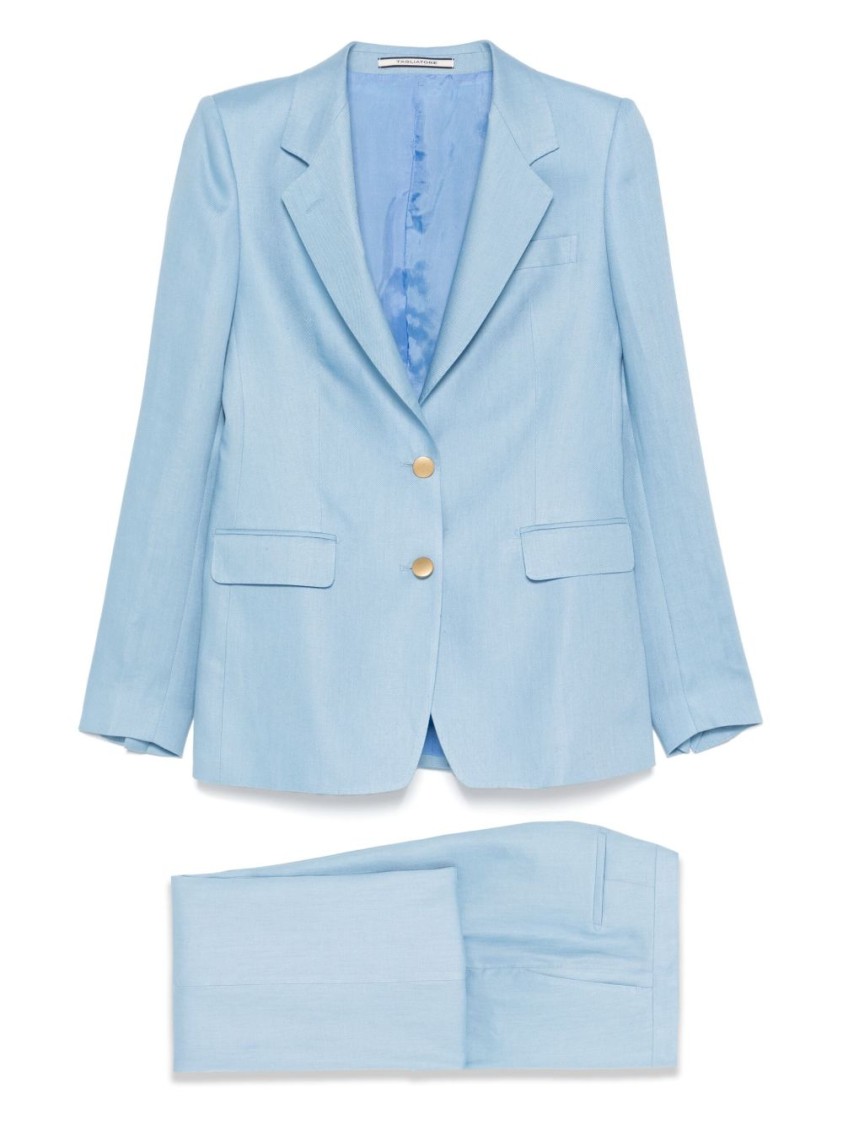 Shop Tagliatore Sky Blue Tailored Linen Paris Suit