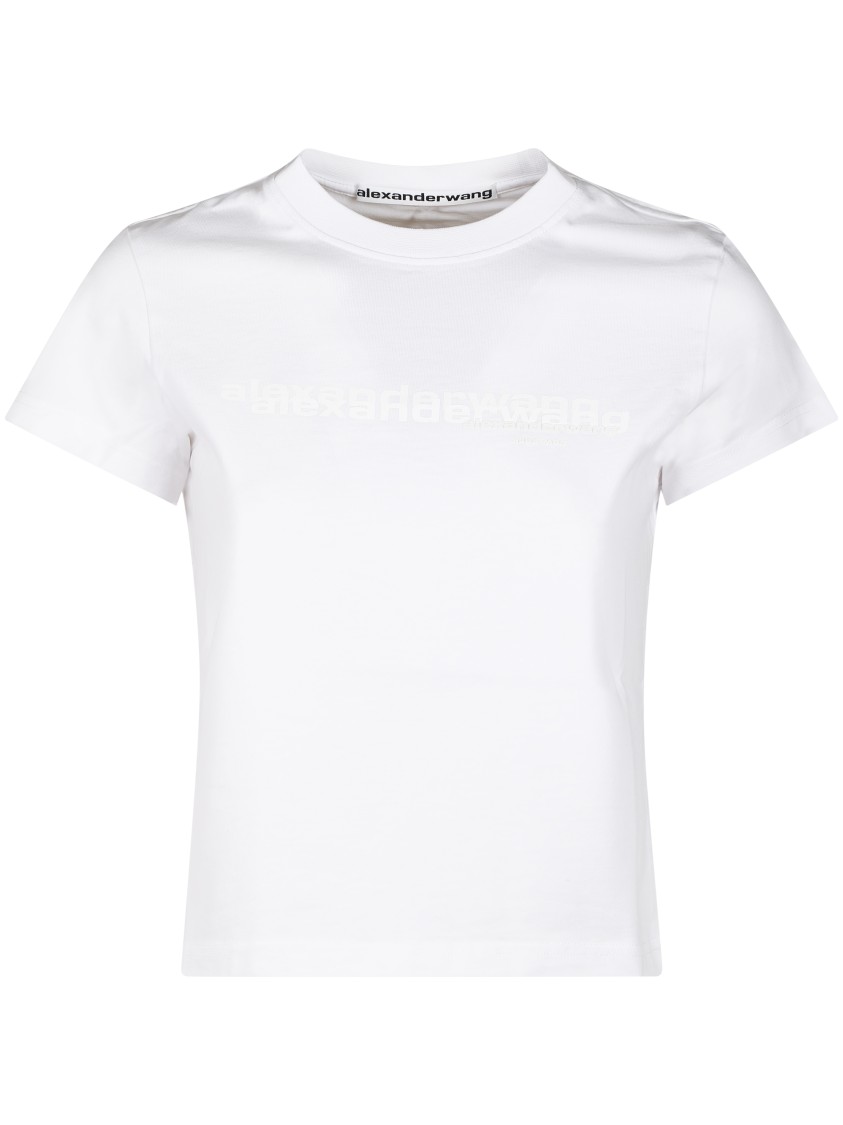 Alexander Wang Fitted Shrunken Tee With Classic Crew Neckline In White
