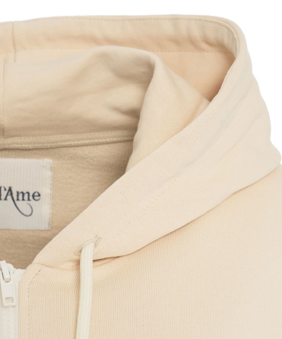 Ottod'ame Oversized Beige Hoodie With Zip Closure In Neutrals