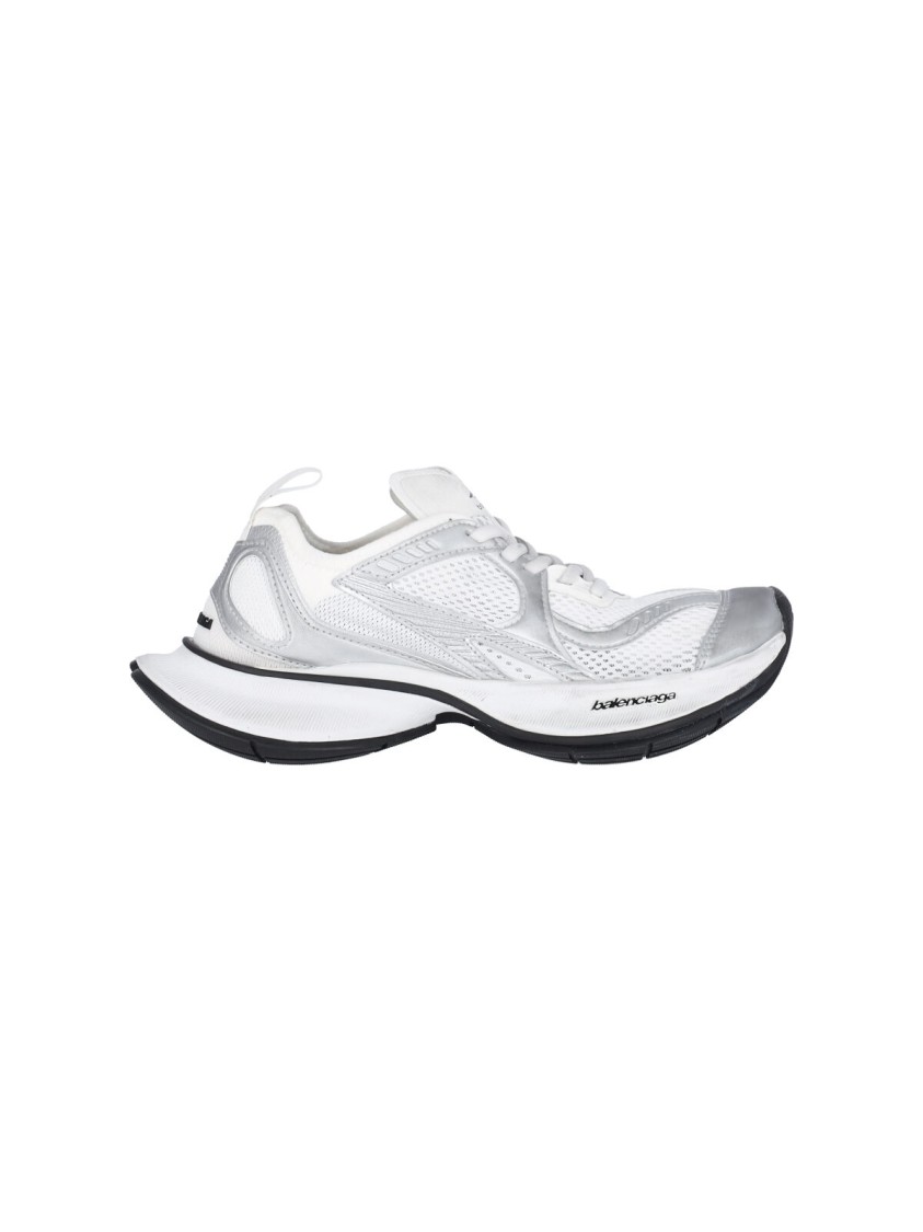 Balenciaga Two-tone Mesh And Fabric Circuit Sneakers In White