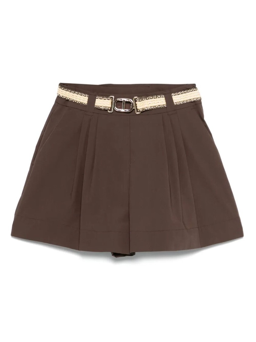 Twinset Twin-set Tailored High-waisted Shorts With Decorative Belt