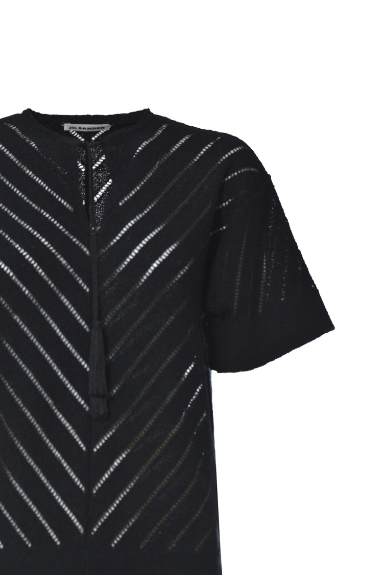Jil Sander Tassel-detailed Short-sleeved Top In Black