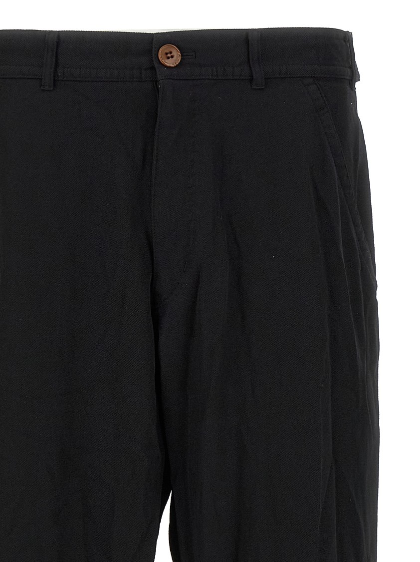 Comme Des Garçons Front Pleated Trousers With Back And Side Pockets In Black