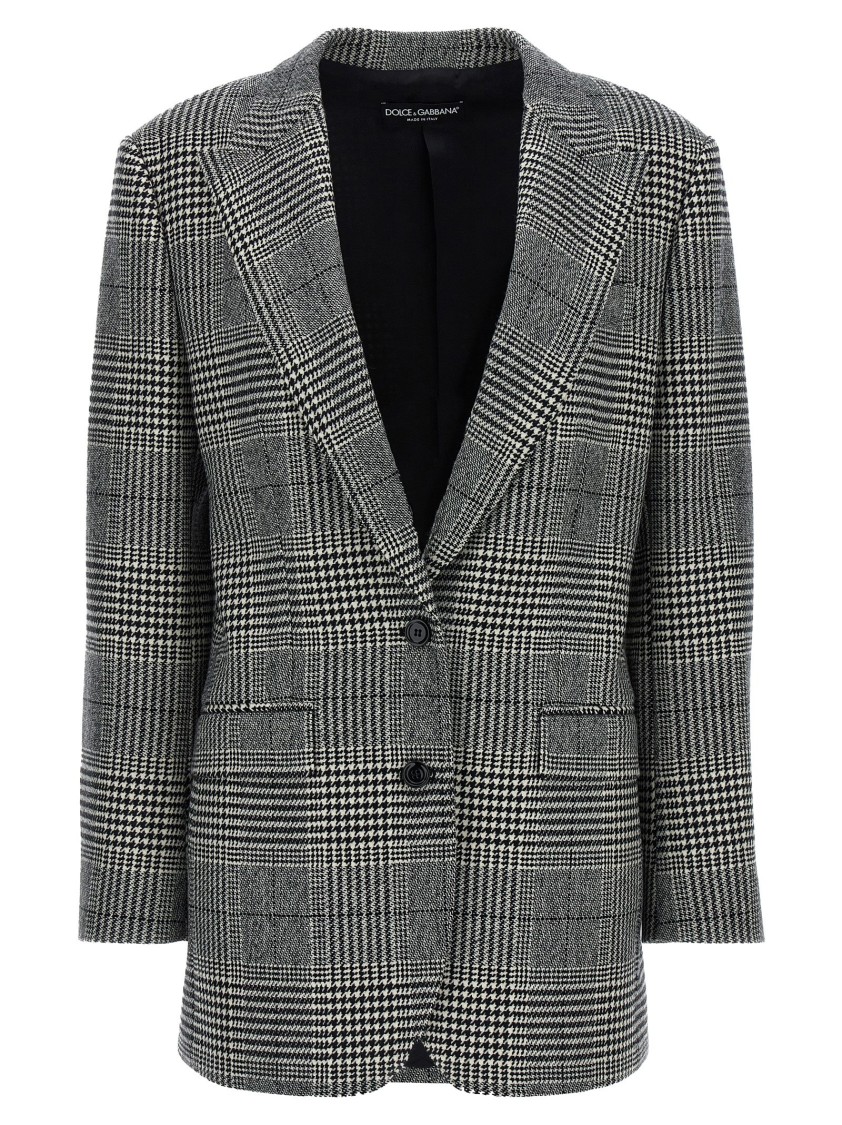 Dolce & Gabbana Grey Single-breasted Jacket With Peak Revers In Wool And Cashmere Woman In Gray