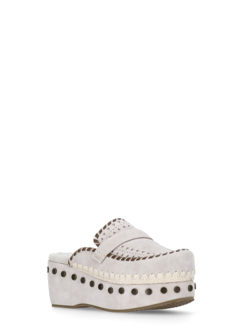 MOU MOU IVORY SUEDE LEATHER SABOT 