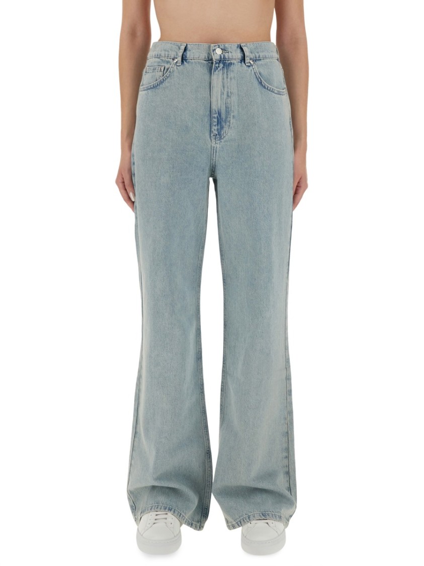 Moschino Wide-leg Light Blue Denim Jeans In Blue