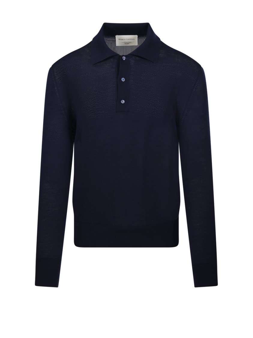 Shop Marco Coppola Collared Polo Sweater In Blue