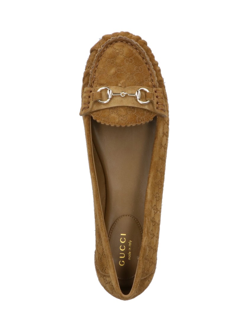 Gucci Women Biscuit Suede Loafers In Brown