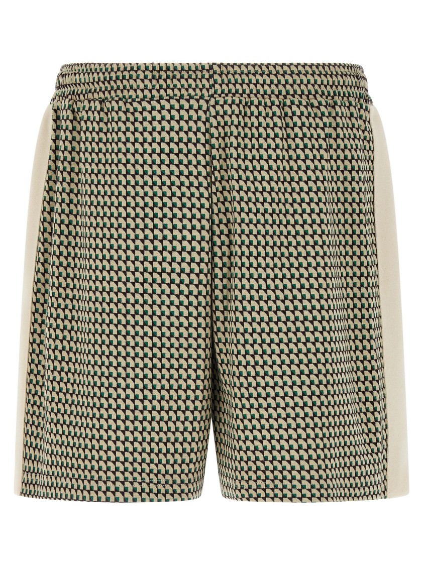 Wales Bonner 'dynamic Patterned Side Stripe Elastic Waistband Shorts' In Green