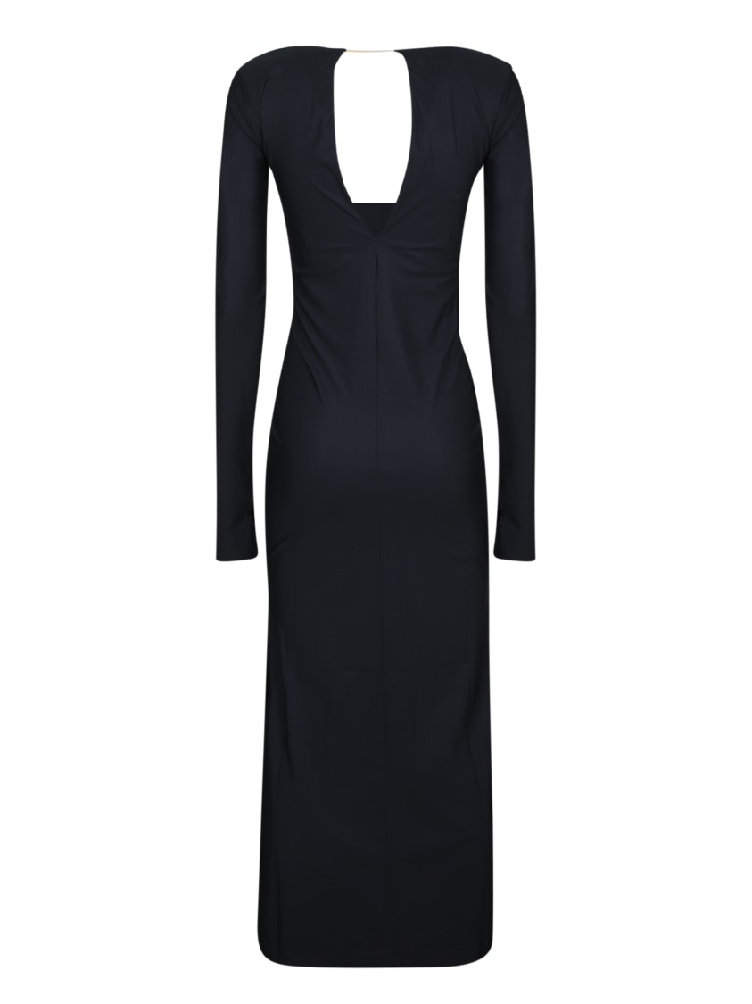 Mm6 Maison Margiela Mm6 By Maison Margiela Long Sleeve Fitted Maxi Dress With Deep V-neckline
