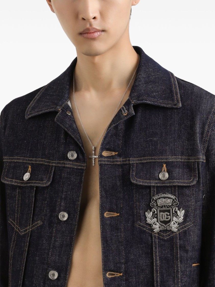 Dolce & Gabbana Classic Denim Jacket With Structured Silhouette In Blue