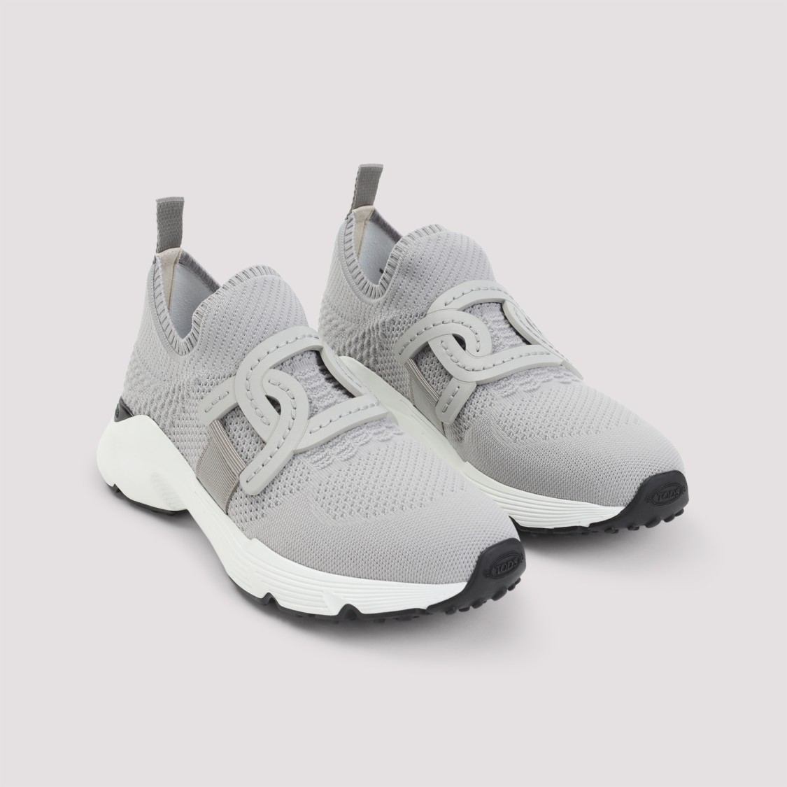 Tod's Grey Knit Sneakers Rubber Sole In White