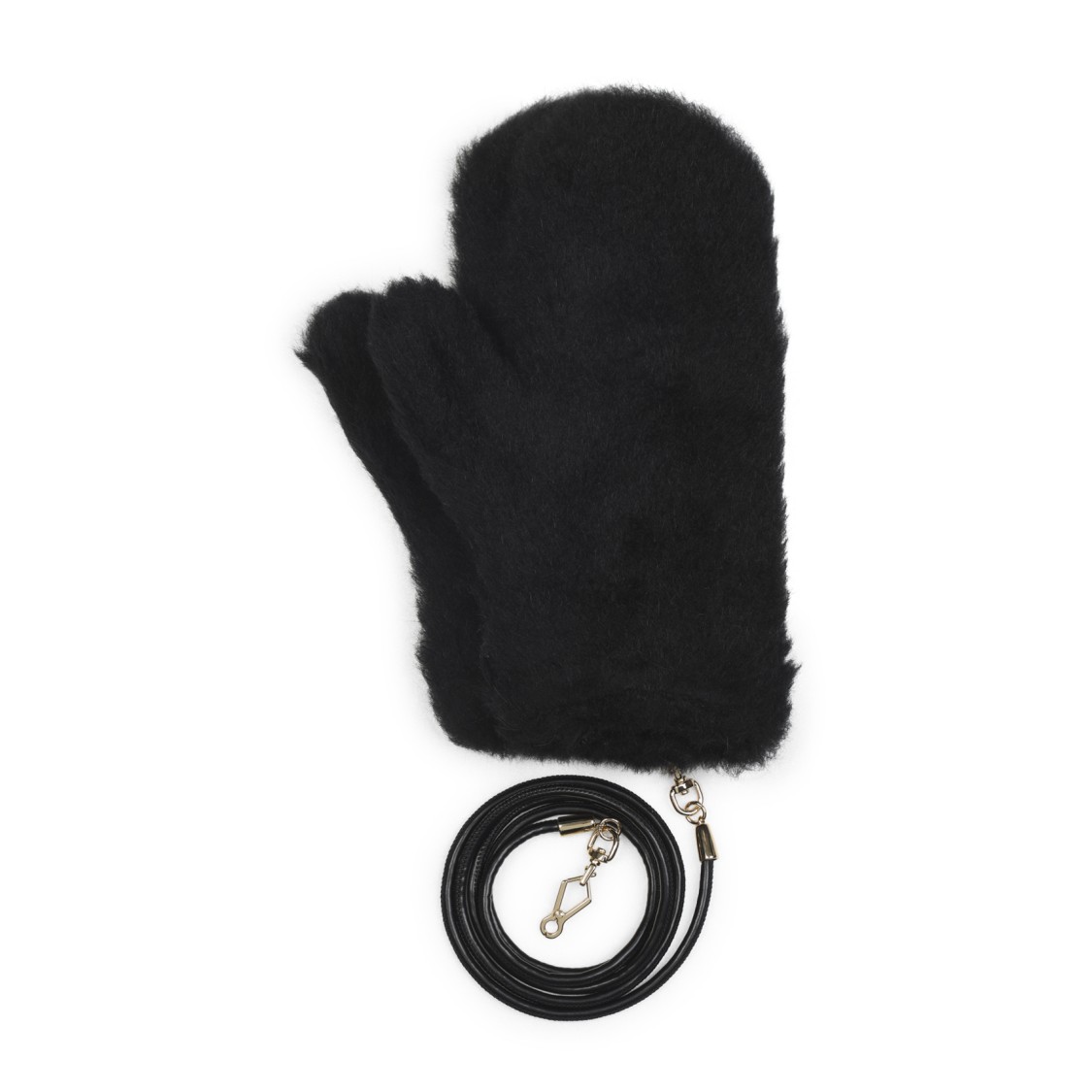 Max Mara Plush Black Alpaca And Wool Blend Gloves In Black
