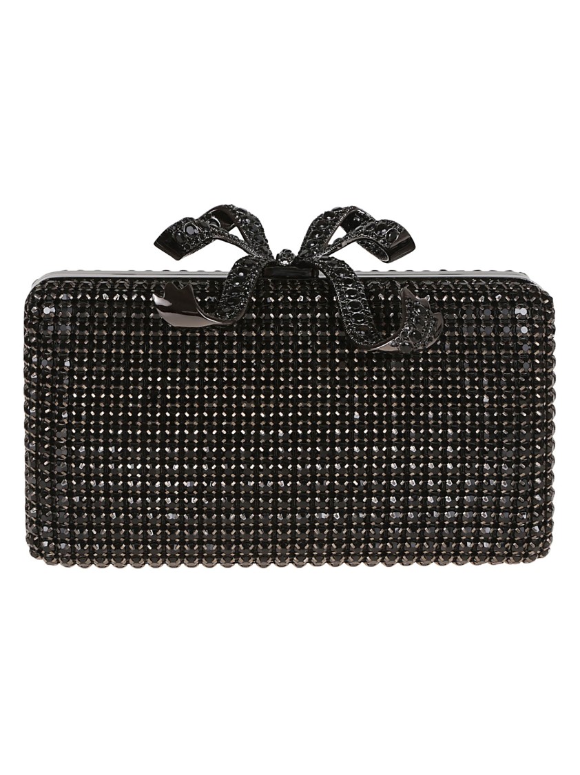 Shop Self-portrait Black Crystal Box Clutch