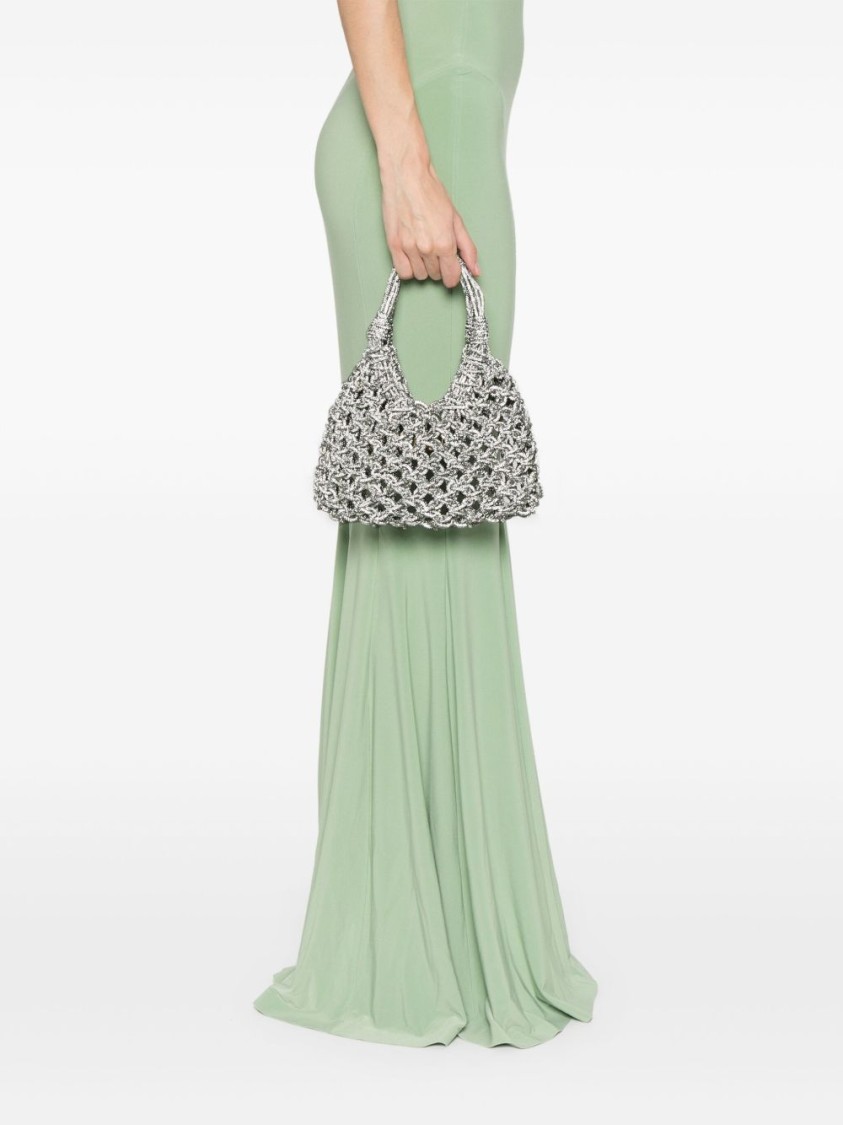 Shop Hibourama Woven Green  Handbag With Spacious Interior