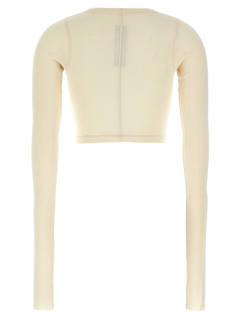 Rick Owens Ls Crop T T-shirt Beige In Neutral