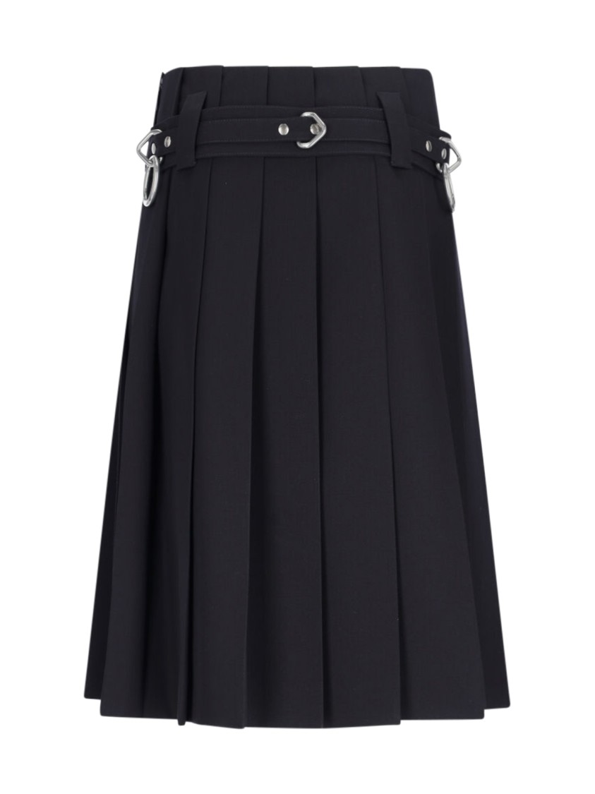 Prada Knee Length A-line Skirt With Belted Waist In Black