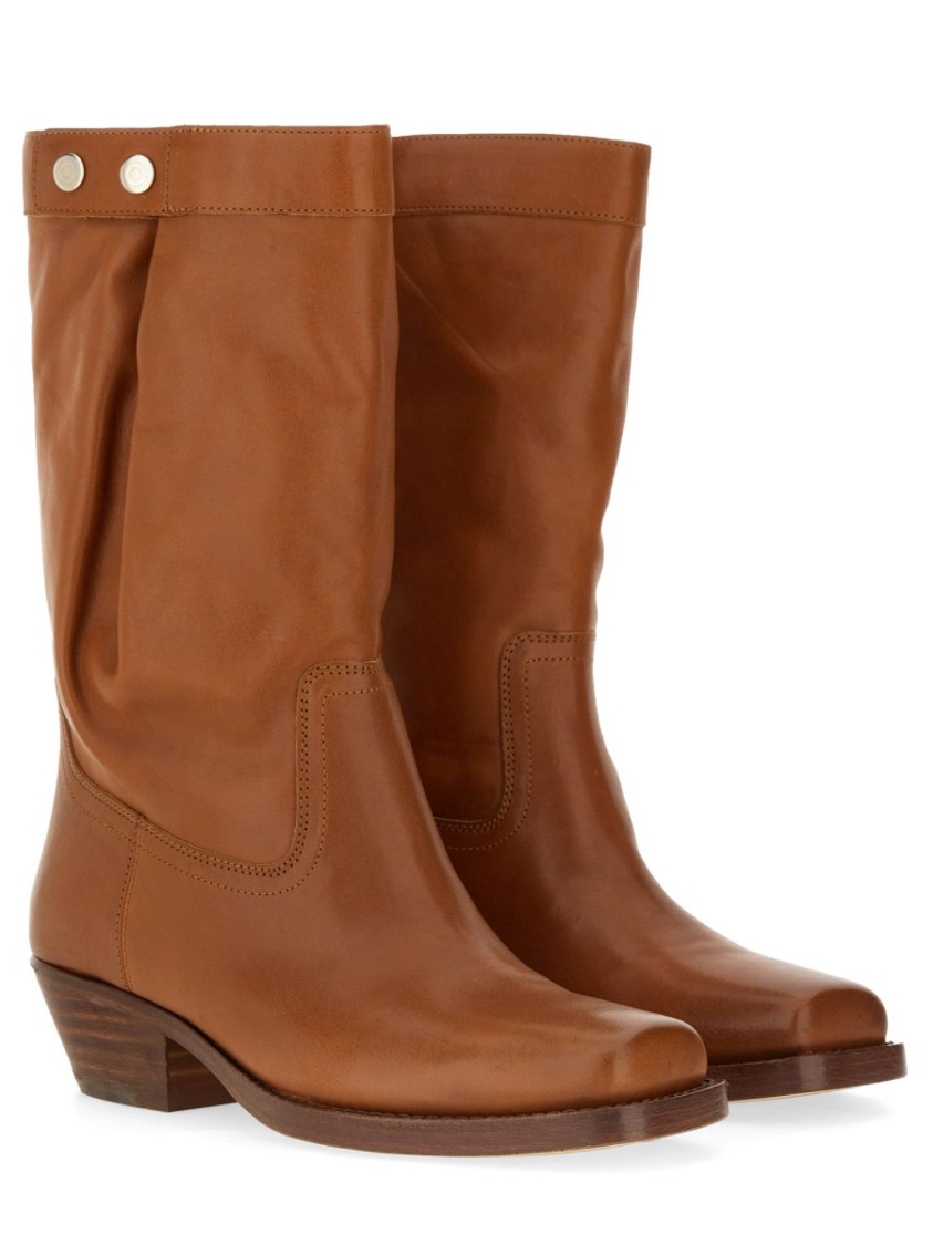 Isabel Marant Ademe Havana Leather Biker Boot Women In Brown