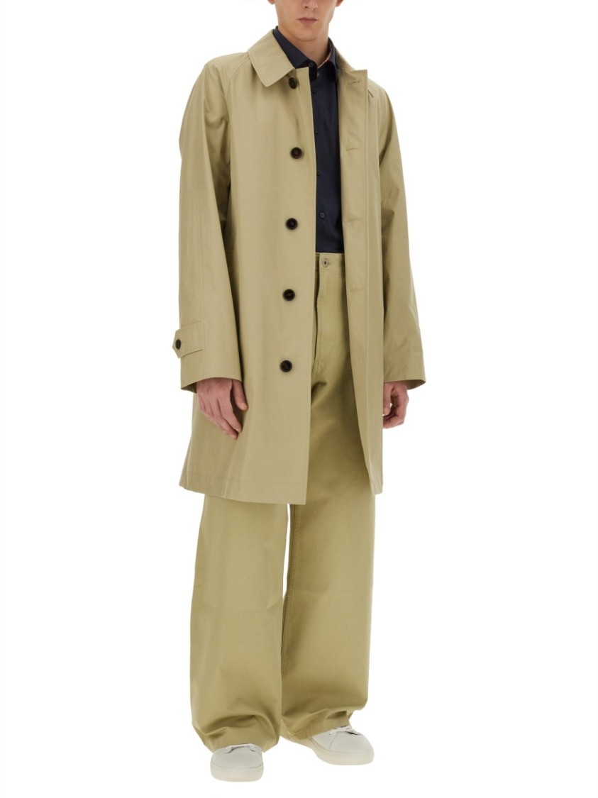 Burberry Cotton Trench Coat With Oversized Sleeves And In Neutrals
