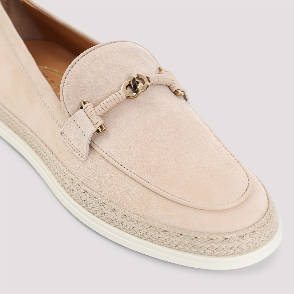 Shop Tod's Natural Beige Suede Loafers In Neutrals