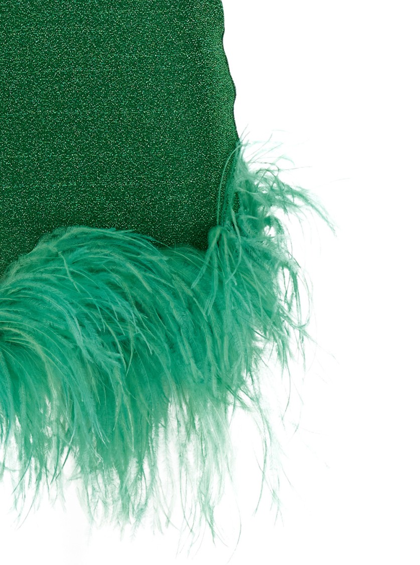Shop Oseree Oséree Lumiere Plumage' Green Sleeveless Slip Dress
