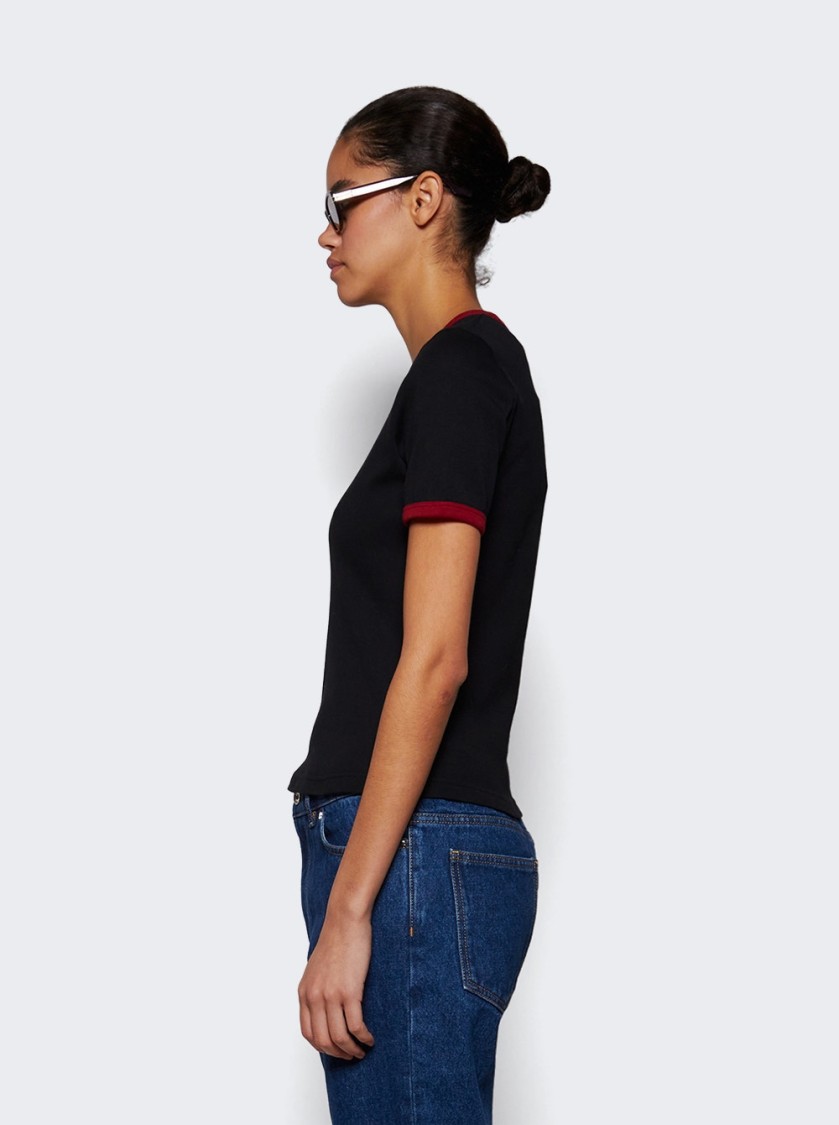 Courrèges Signature Contrast Tee Black And Ruby In Black