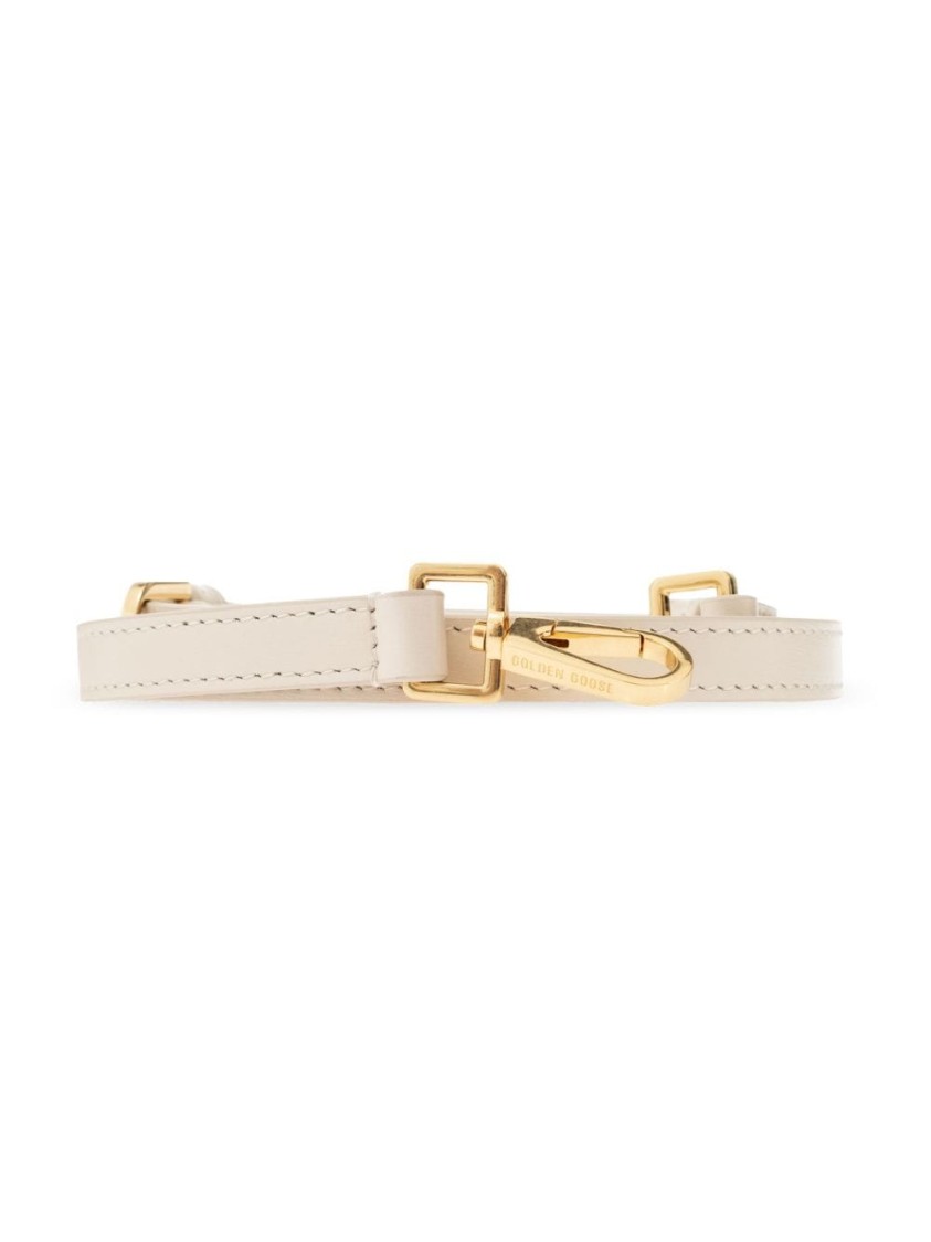 Golden Goose Deluxe Brand Structured Handbag With Gold-tone Clasp And Detachable Strap In Neutrals