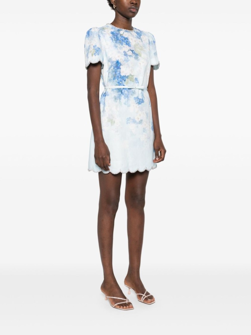Shop Zimmermann Blue Floral Print Mini Dress