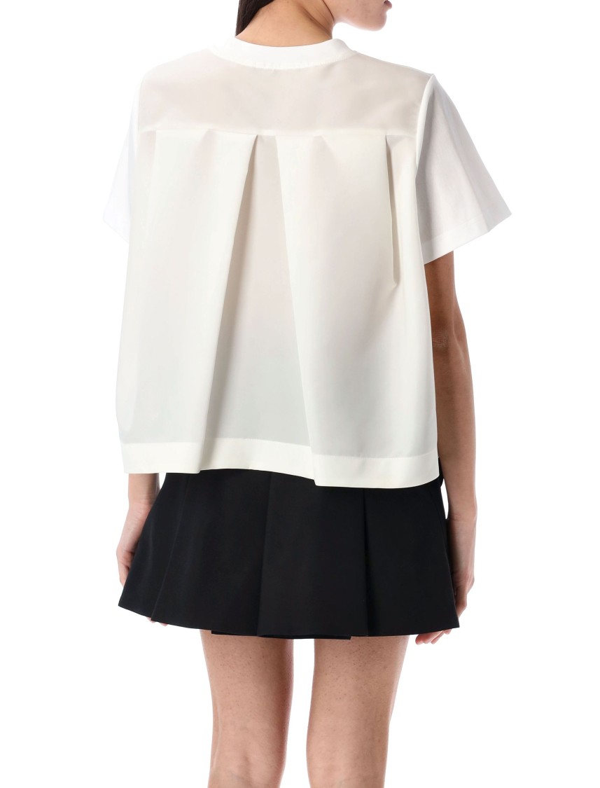 Shop Sacai Nylon Twill Mix Cotton Jersey T-shirt In White