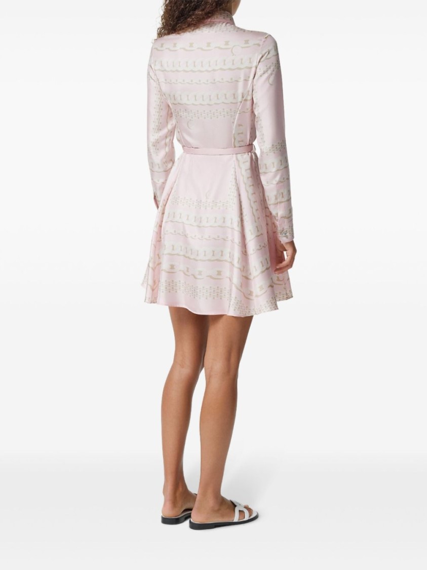 Versace Barocco Chain Pattern Mini Shirt Dress In Neutrals